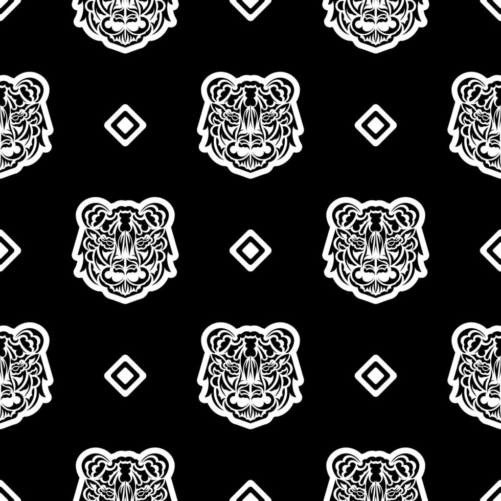 padrão sem emenda de rosto de tigre em estilo samoa. cara de tigre boho. bom para roupas e têxteis. ilustração vetorial. vetor