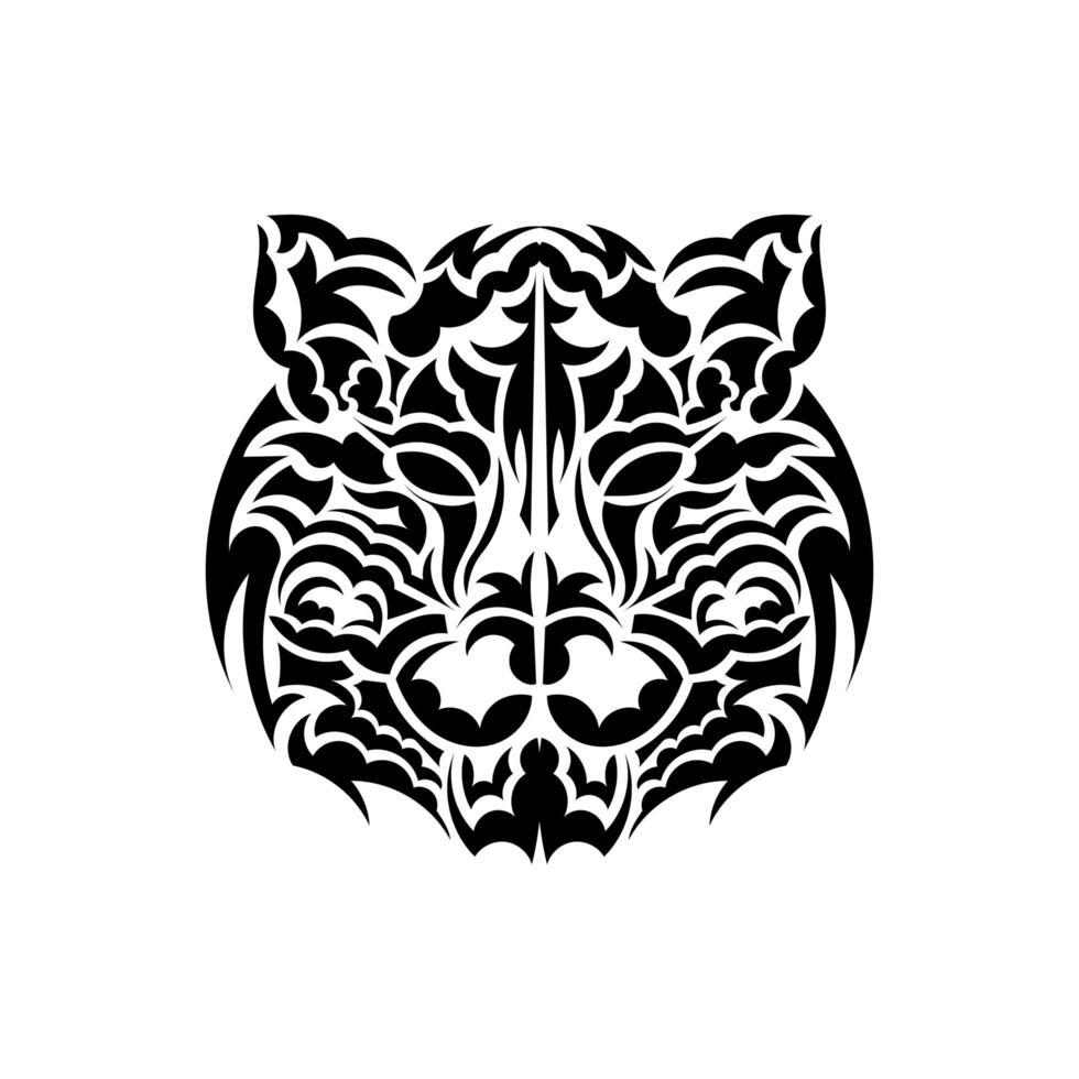 tatuagem de tigre no estilo boho. cara de tigre de estilo polinésio. isolado. vetor