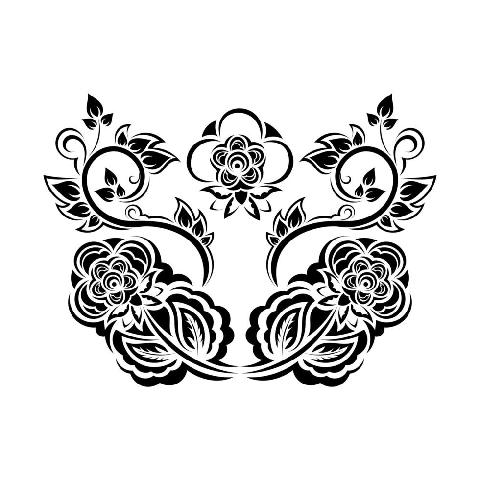 vintage barroco vitoriano moldura borda canto monograma ornamento floral folha rolagem gravada padrão de flor retrô vetor