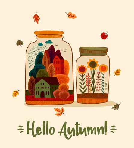 Hello Autumn Jars vetor