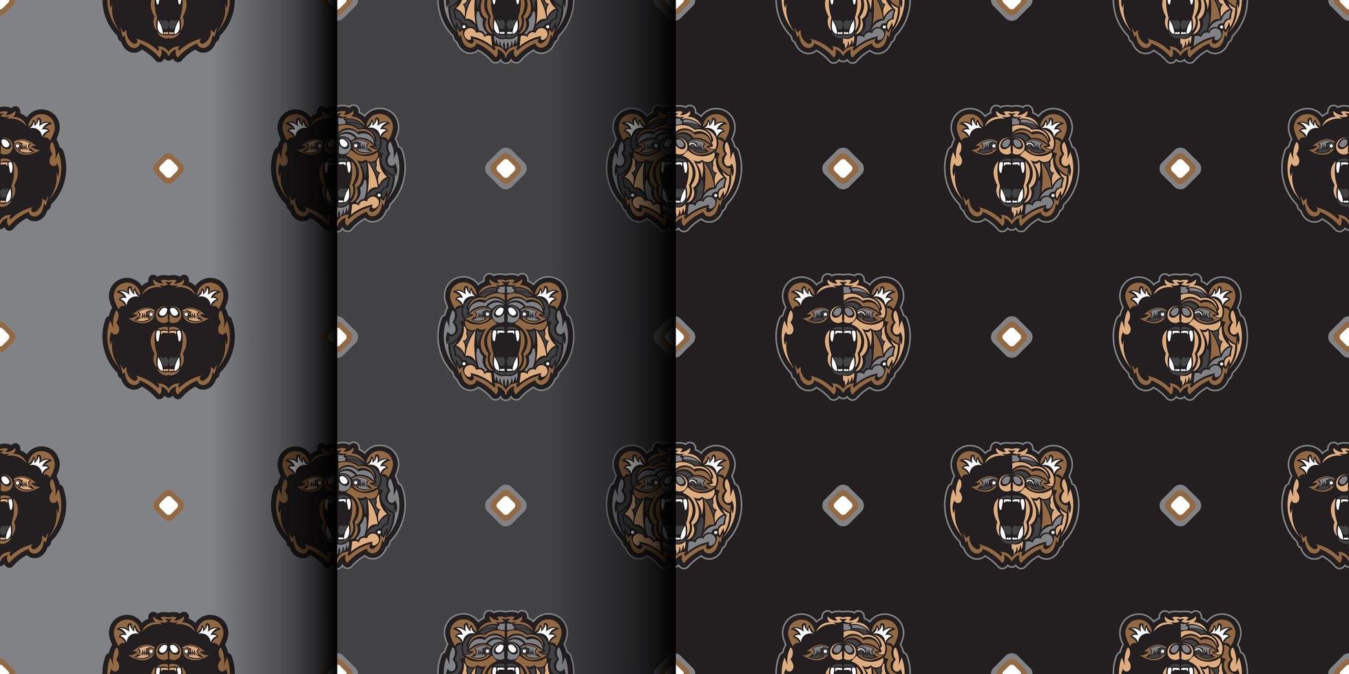 conjunto de fundo transparente com cara de urso em um estilo simples. adequado para fundos, estampas, roupas e têxteis. ilustração vetorial. vetor