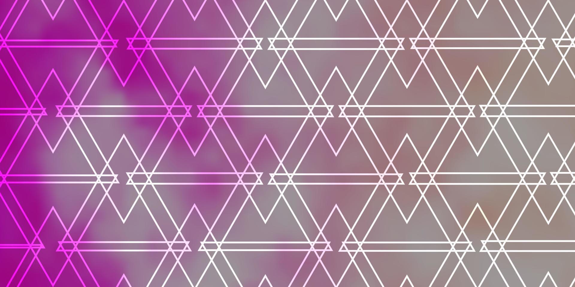 layout de vetor rosa claro com linhas, triângulos.