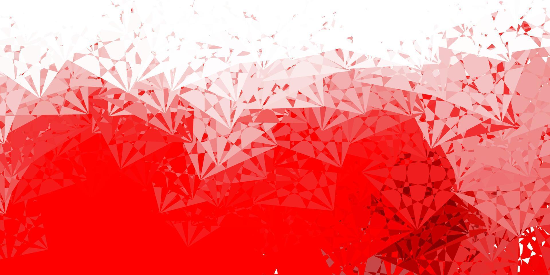 pano de fundo vector vermelho claro com triângulos, linhas.