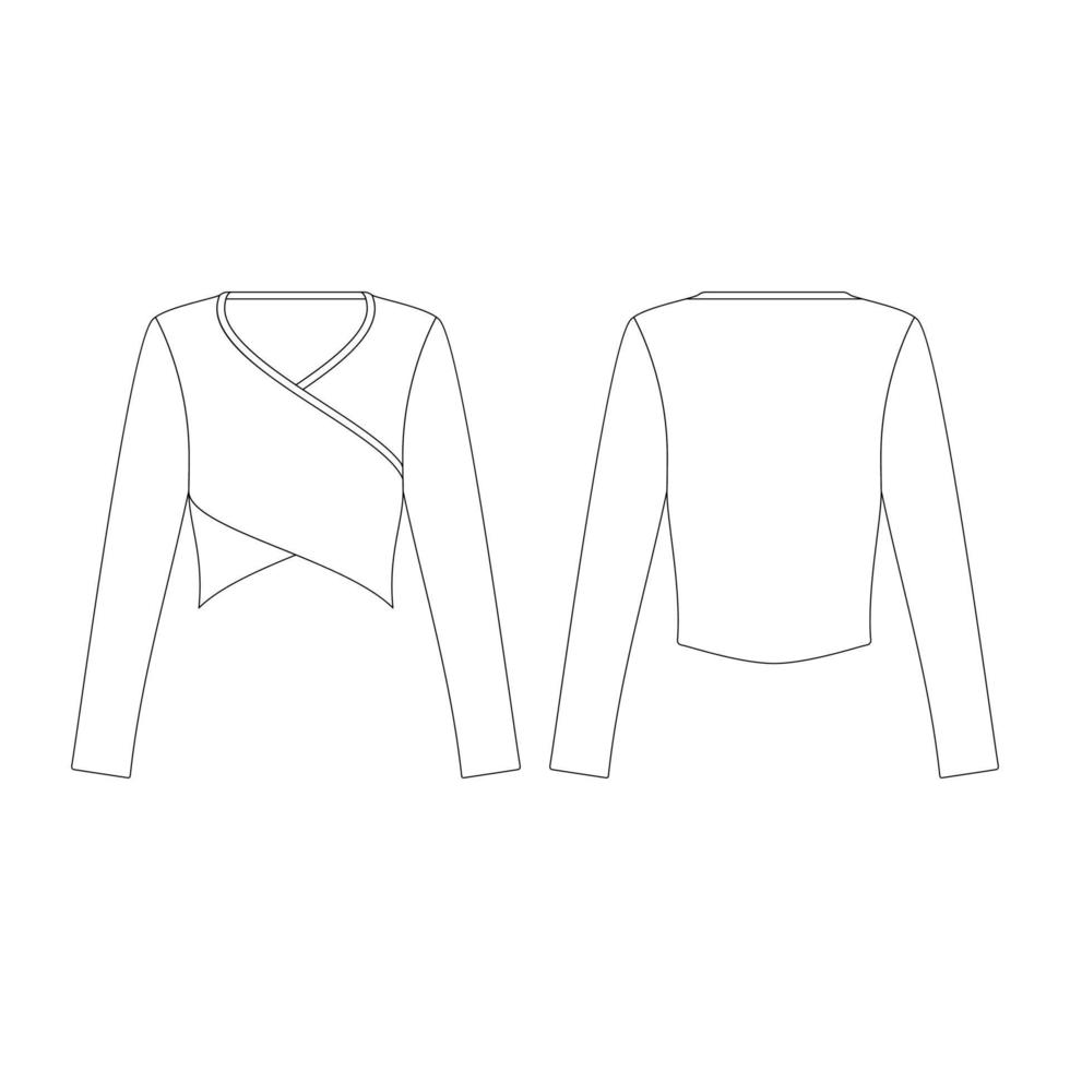 modelo crossover top cropped ilustração vetorial design plano roupas de contorno vetor