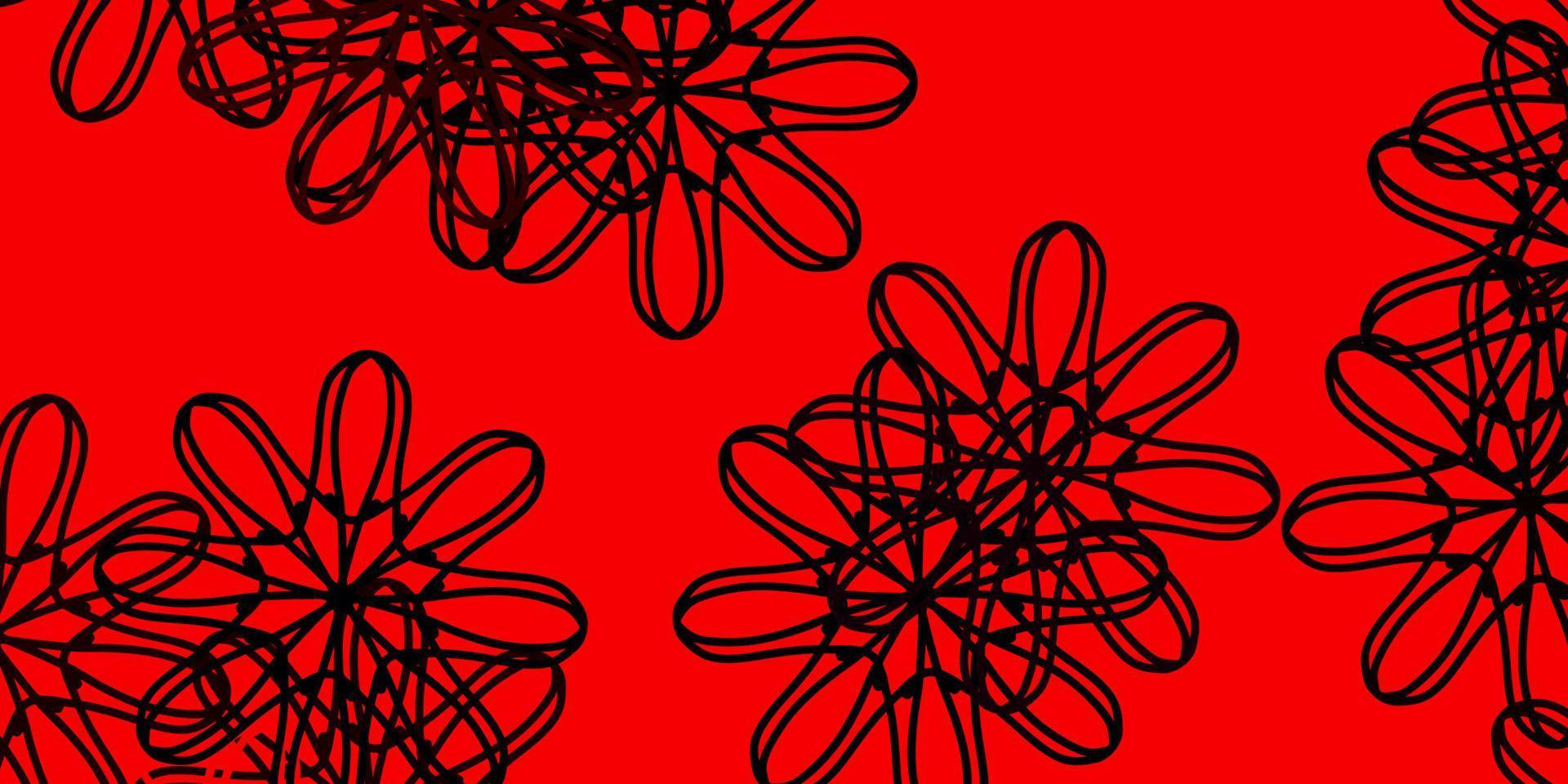 textura de doodle de vetor vermelho claro com flores.
