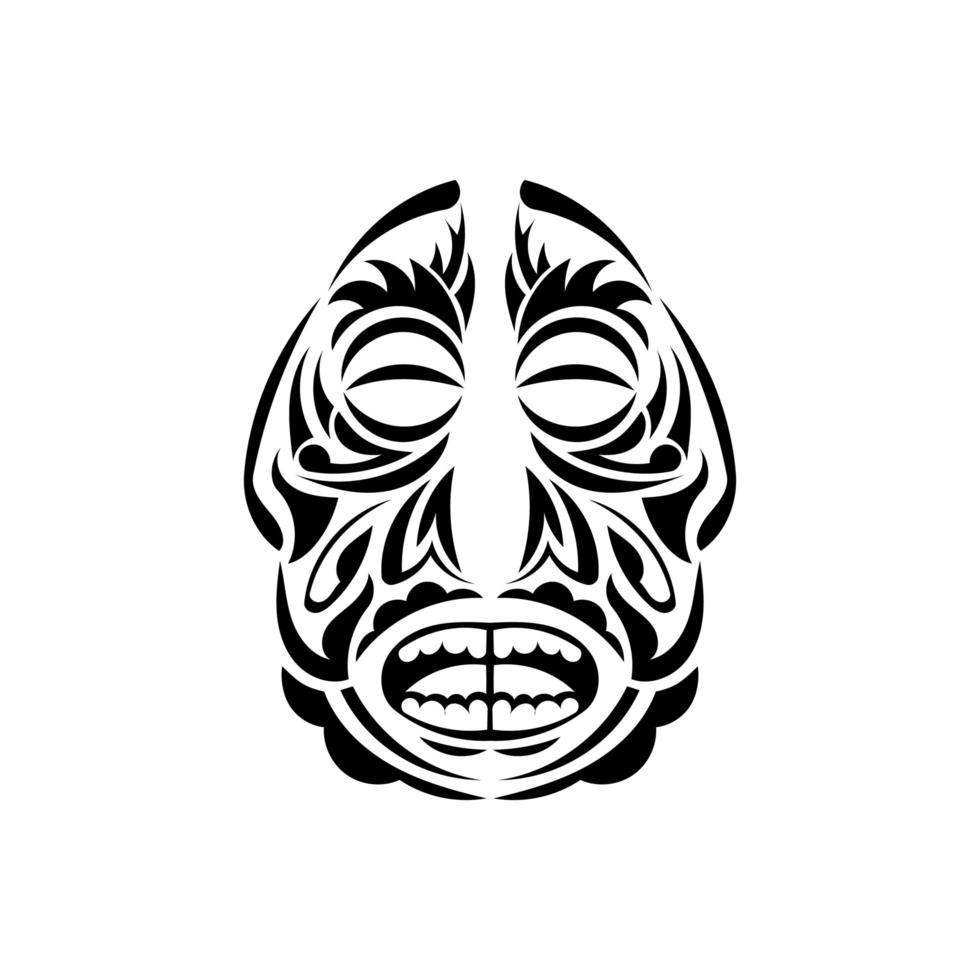 o rosto do chefe no estilo de ornamentos havaianos. desenhos de tatuagem samoano. bom para impressões. isolado. ilustração vetorial. vetor