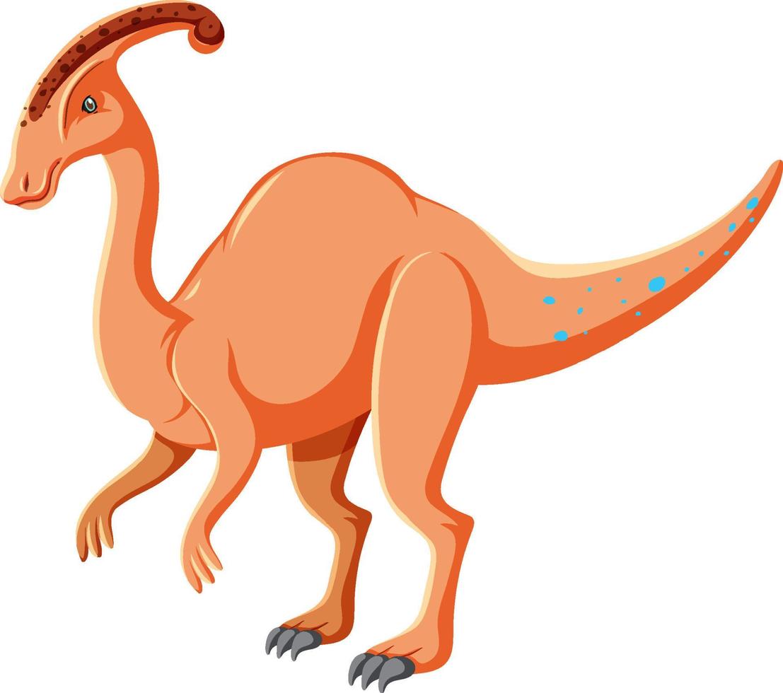 um dinossauro parasaurolophus no fundo branco vetor