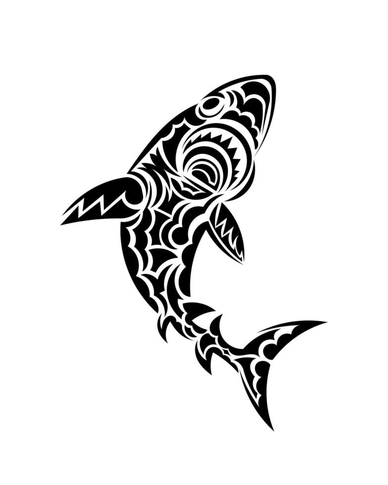 desenho de tatuagem tribal para tubarão com elementos tribais polinésios étnicos. vetor