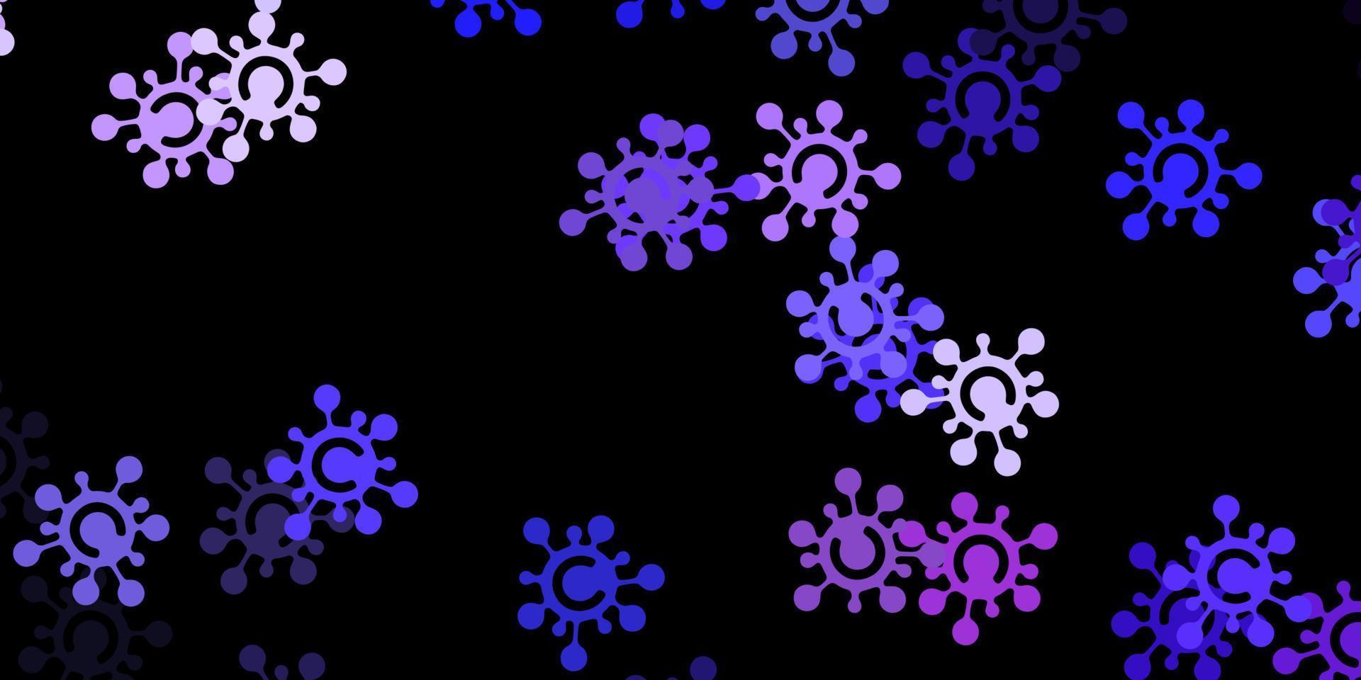 fundo vector roxo escuro com símbolos covid-19.