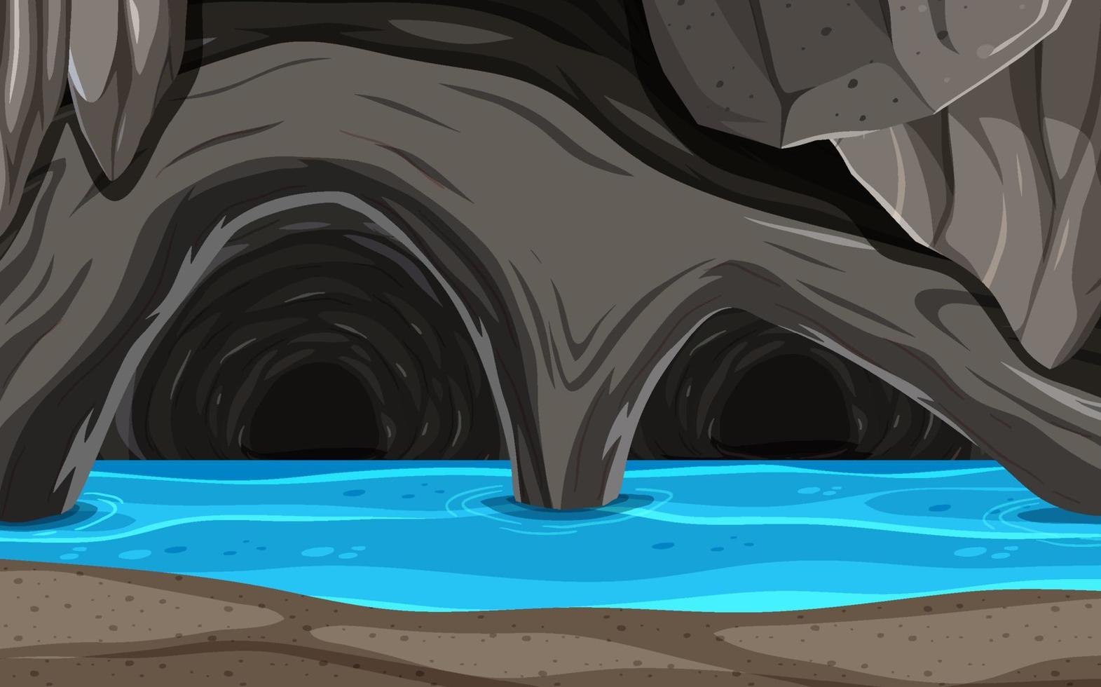 caverna do mar no fundo da noite em estilo cartoon vetor