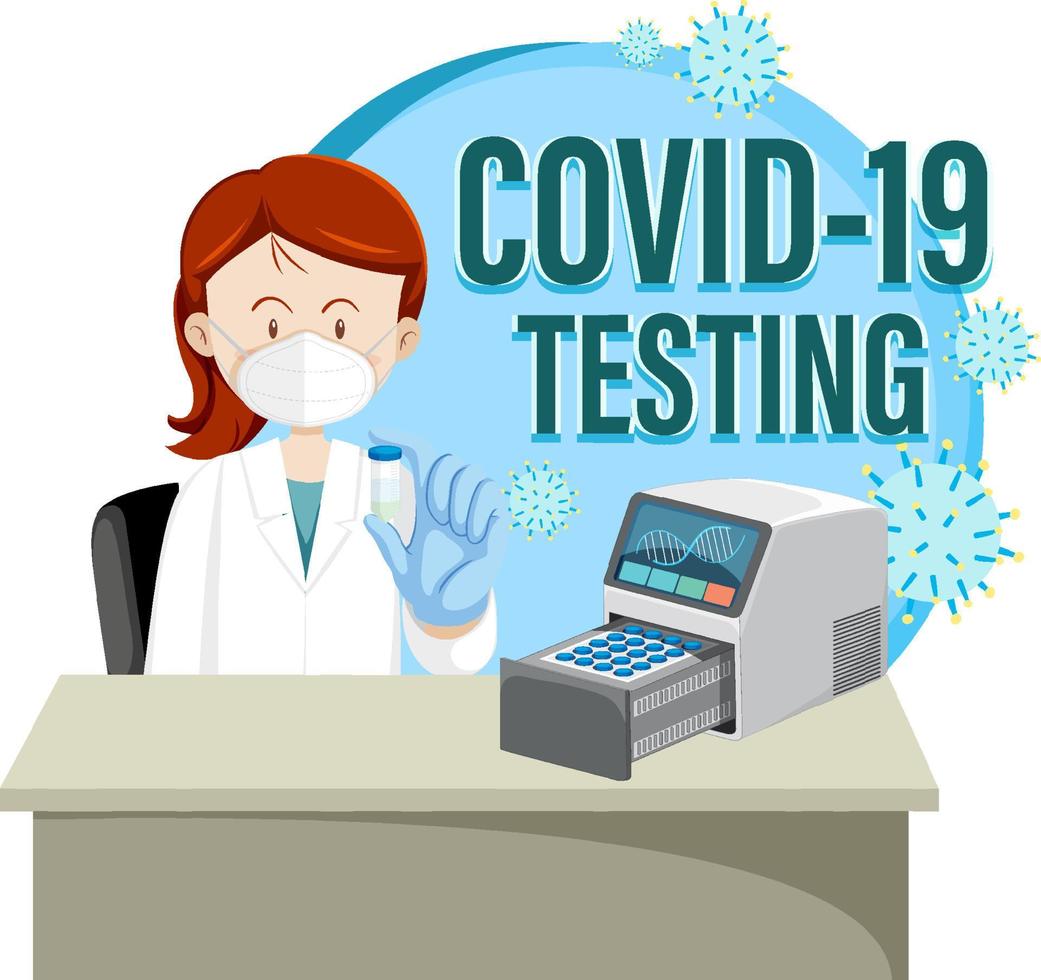 teste covid 19 com máquina pcr vetor