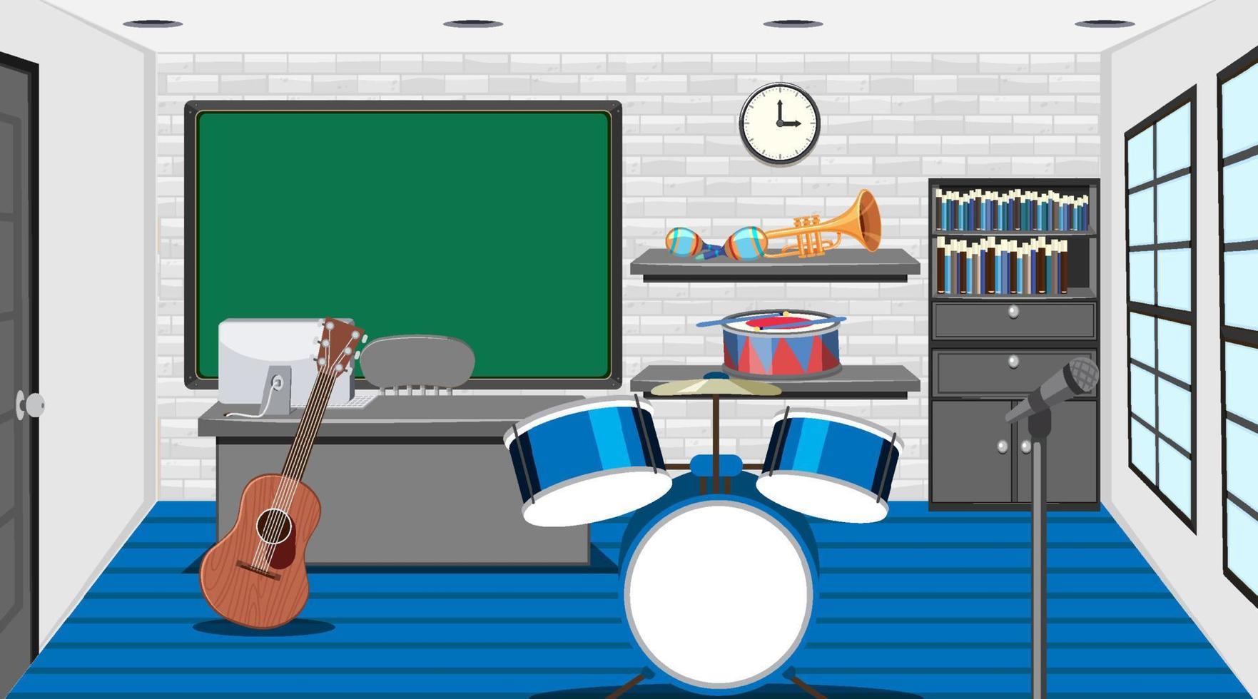 conceito de interior de sala de aula de música escolar vetor