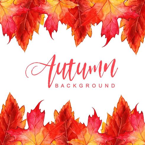 Fundo de folhas de outono em aquarela vetor
