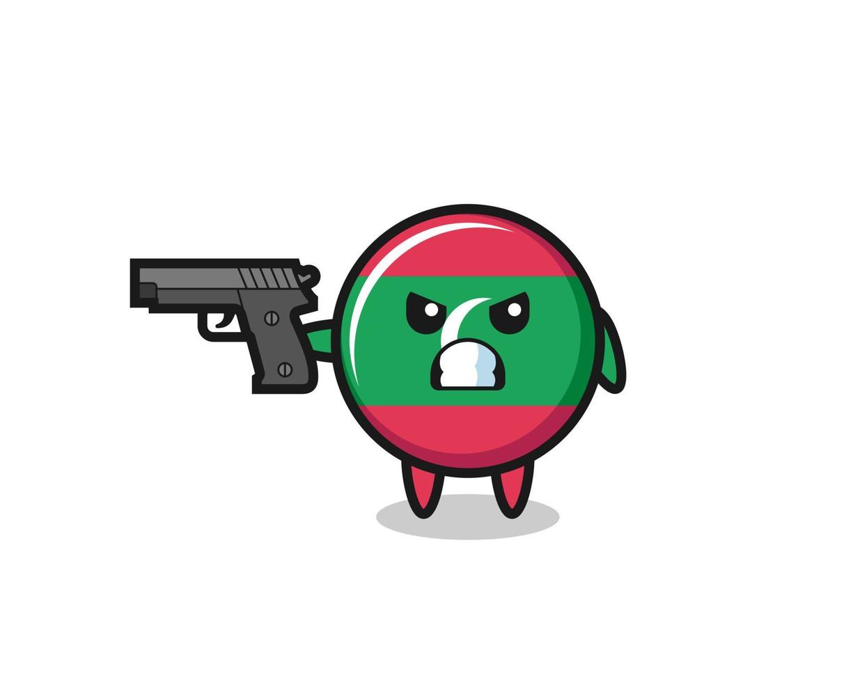 o personagem bonito da bandeira das maldivas atira com uma arma vetor