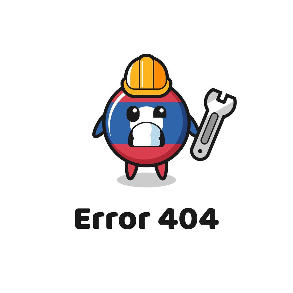 erro 404 com o mascote bonito da bandeira do laos vetor