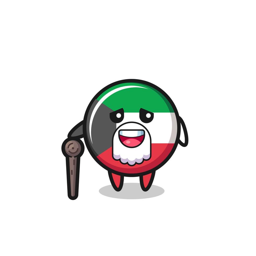 vovô bonito da bandeira do kuwait está segurando uma vara vetor
