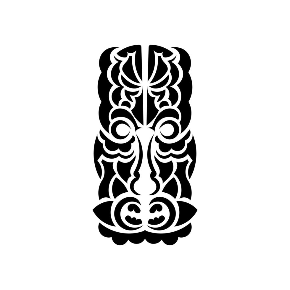 rosto tiki, máscara ou totem. padrões de estilo samoano. bom para tatuagens, camisetas e estampas. isolado. vetor