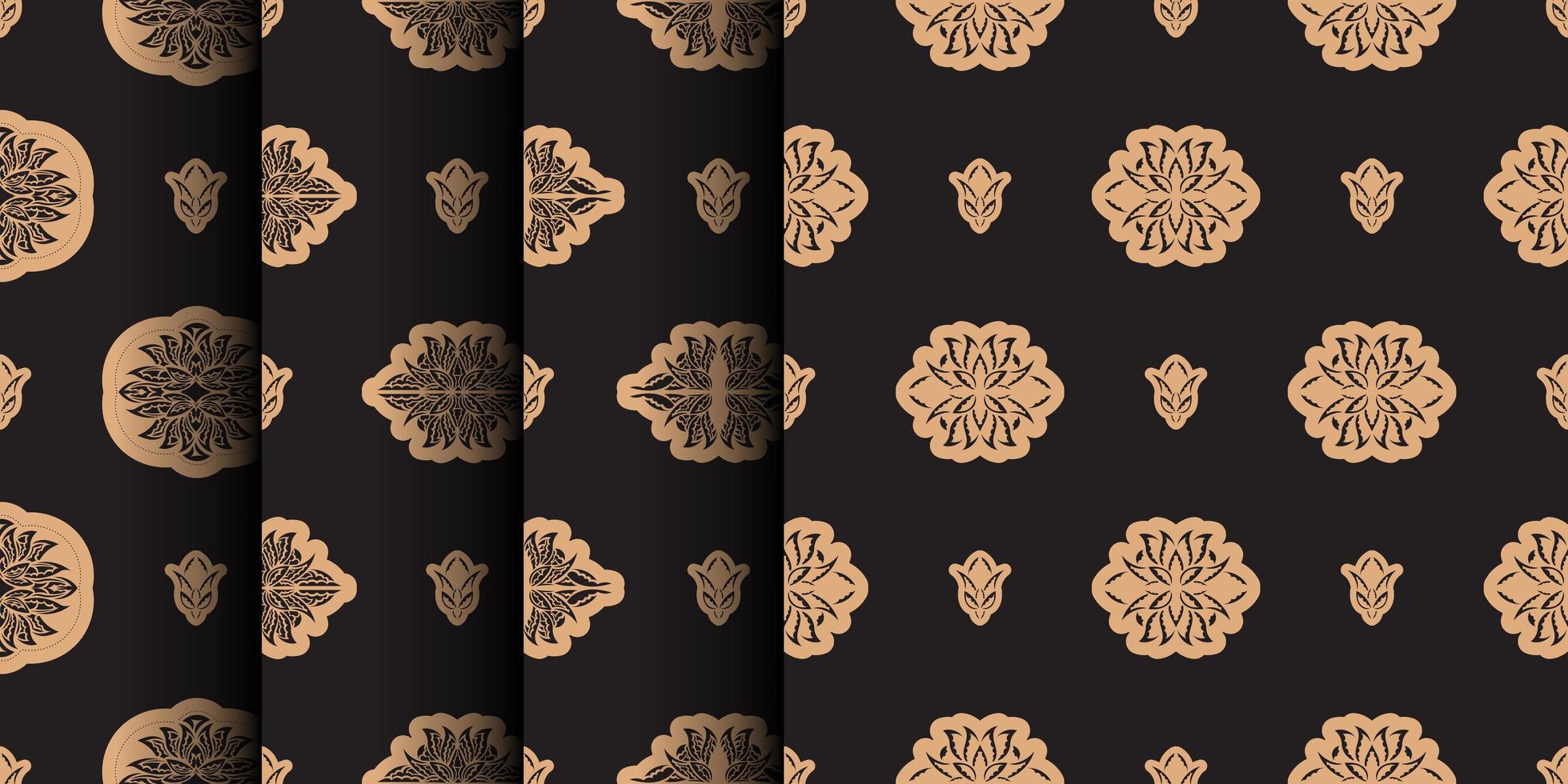 conjunto de padrão sem emenda de cor sólida escura com lótus em estilo simples. bom para fundos e impressões. vetor