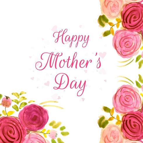Feliz dia das mães aquarela rosa fundo vetor