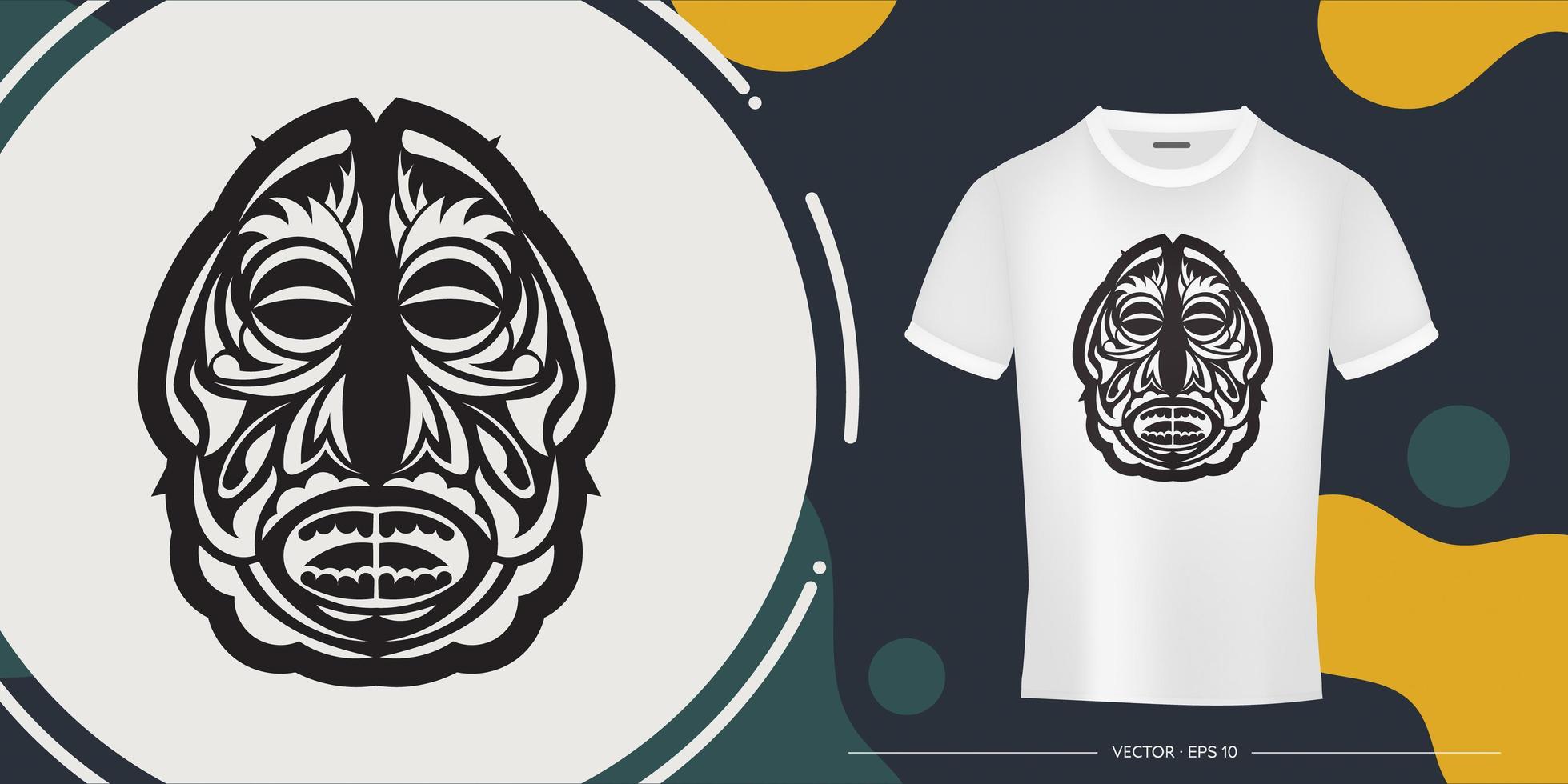 o rosto do guerreiro na forma de padrões maori. um modelo pronto para sua impressão em uma camiseta, copo ou capa de celular. ilustração vetorial. vetor