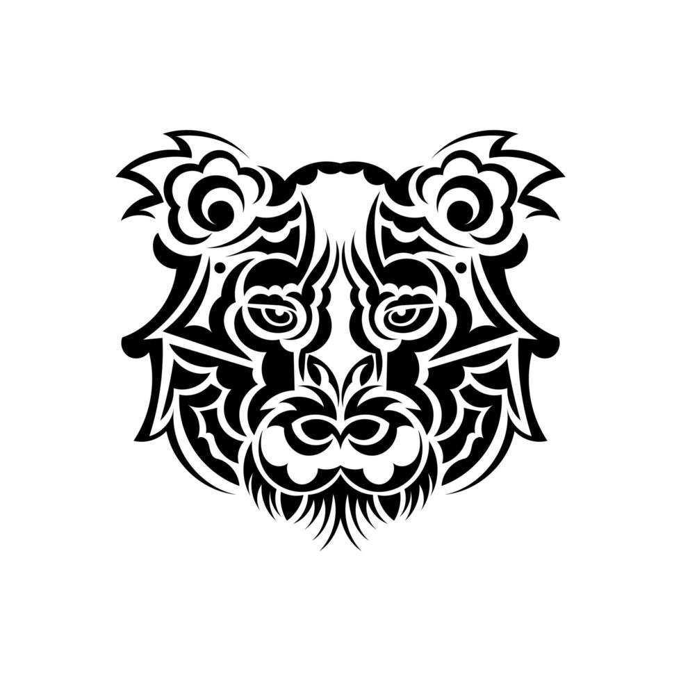 Tatuagem de rosto de tigre estilo maori. cara de tigre boho. isolado. vetor