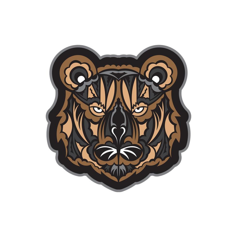 impressão colorida de rosto de tigre estilo maori. cara de tigre boho. isolado. ilustração vetorial. vetor