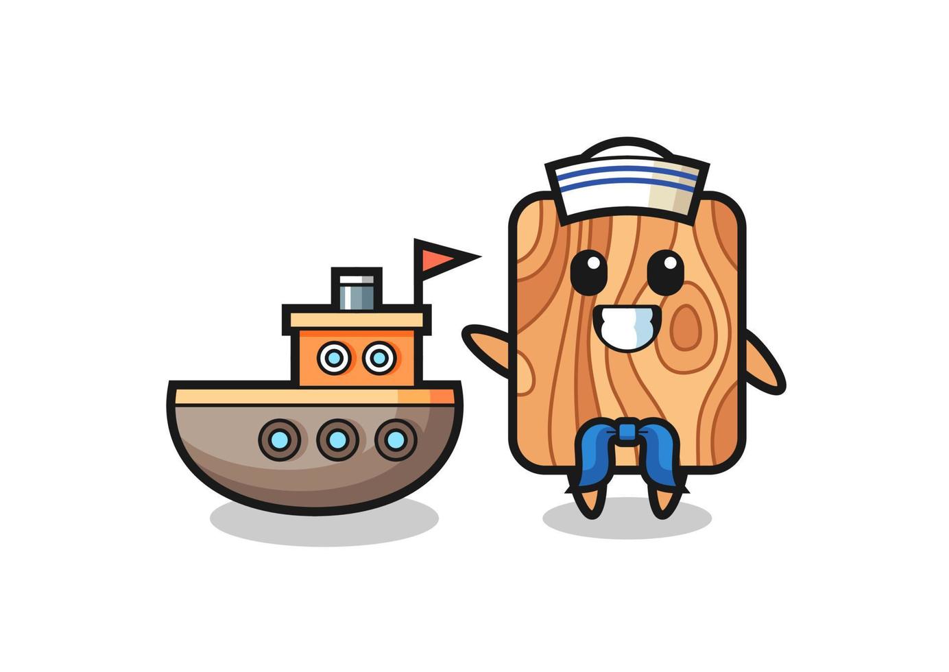 personagem mascote de prancha de madeira como marinheiro vetor