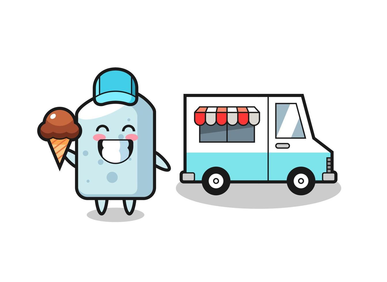 desenho de mascote de giz com caminhão de sorvete vetor