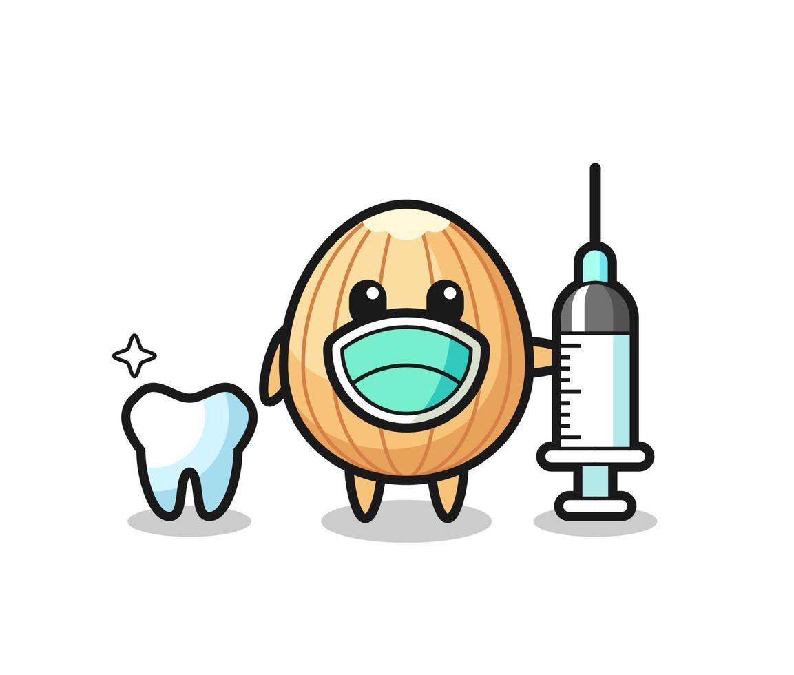 personagem mascote de amêndoa como dentista vetor