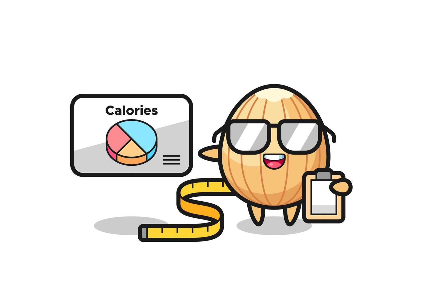 ilustração de mascote de amêndoa como nutricionista vetor