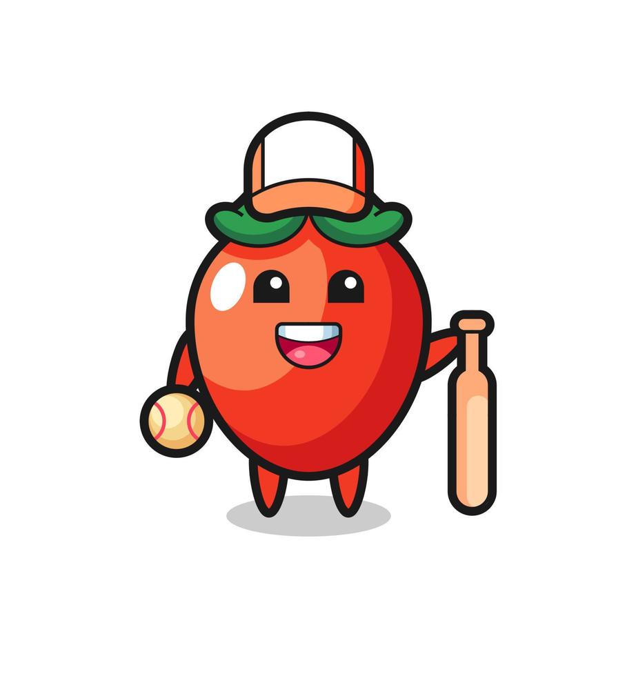 personagem de desenho animado de pimenta como jogador de beisebol vetor