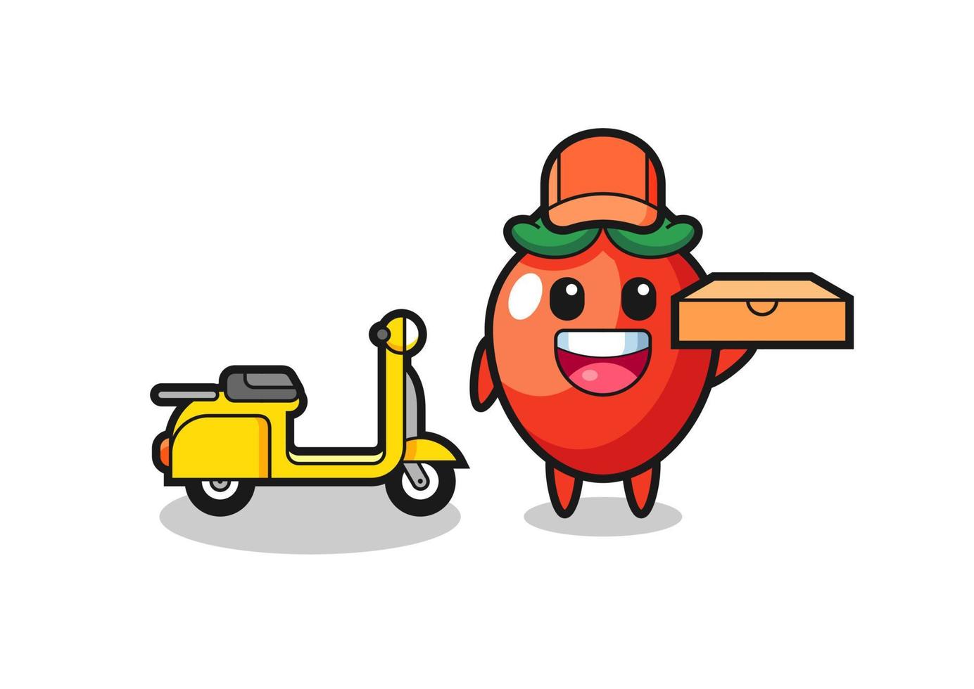 ilustração de personagem de pimenta como entregador de pizza vetor