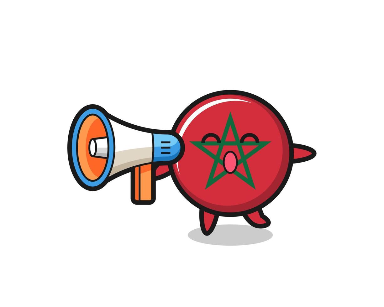 ilustração de personagem de bandeira de marrocos segurando um megafone vetor