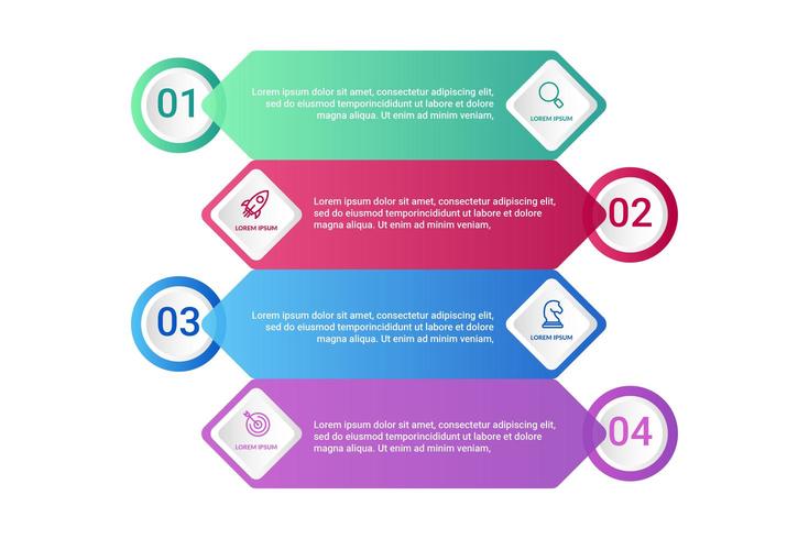 Infográfico design com 4 ícones opções ou etapas vetor