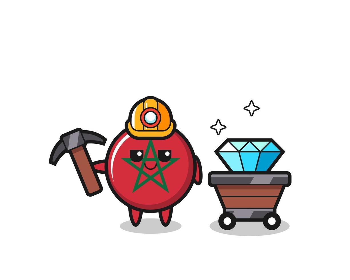 ilustração de personagem da bandeira de Marrocos como mineiro vetor