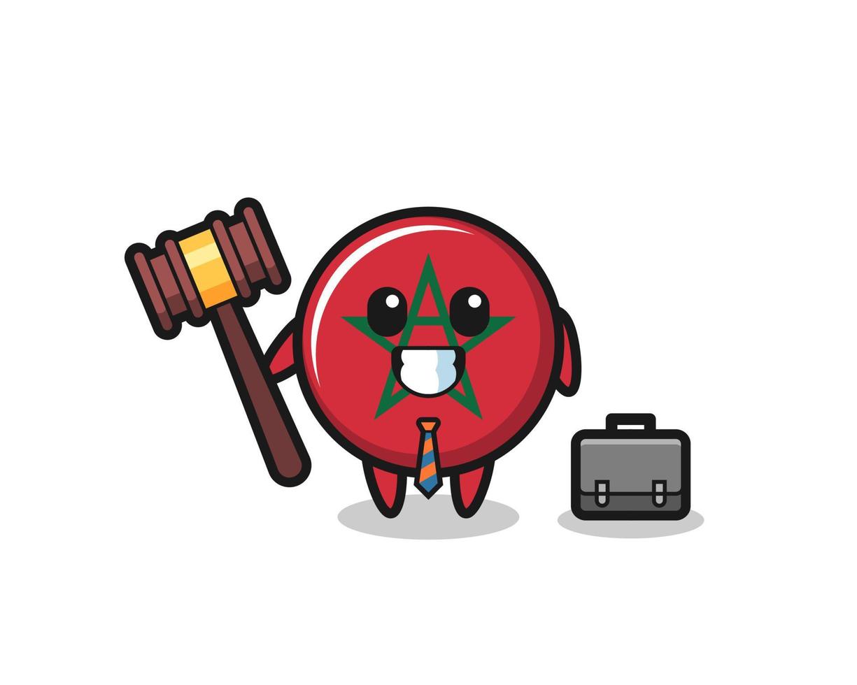 ilustração do mascote da bandeira de Marrocos como advogado vetor