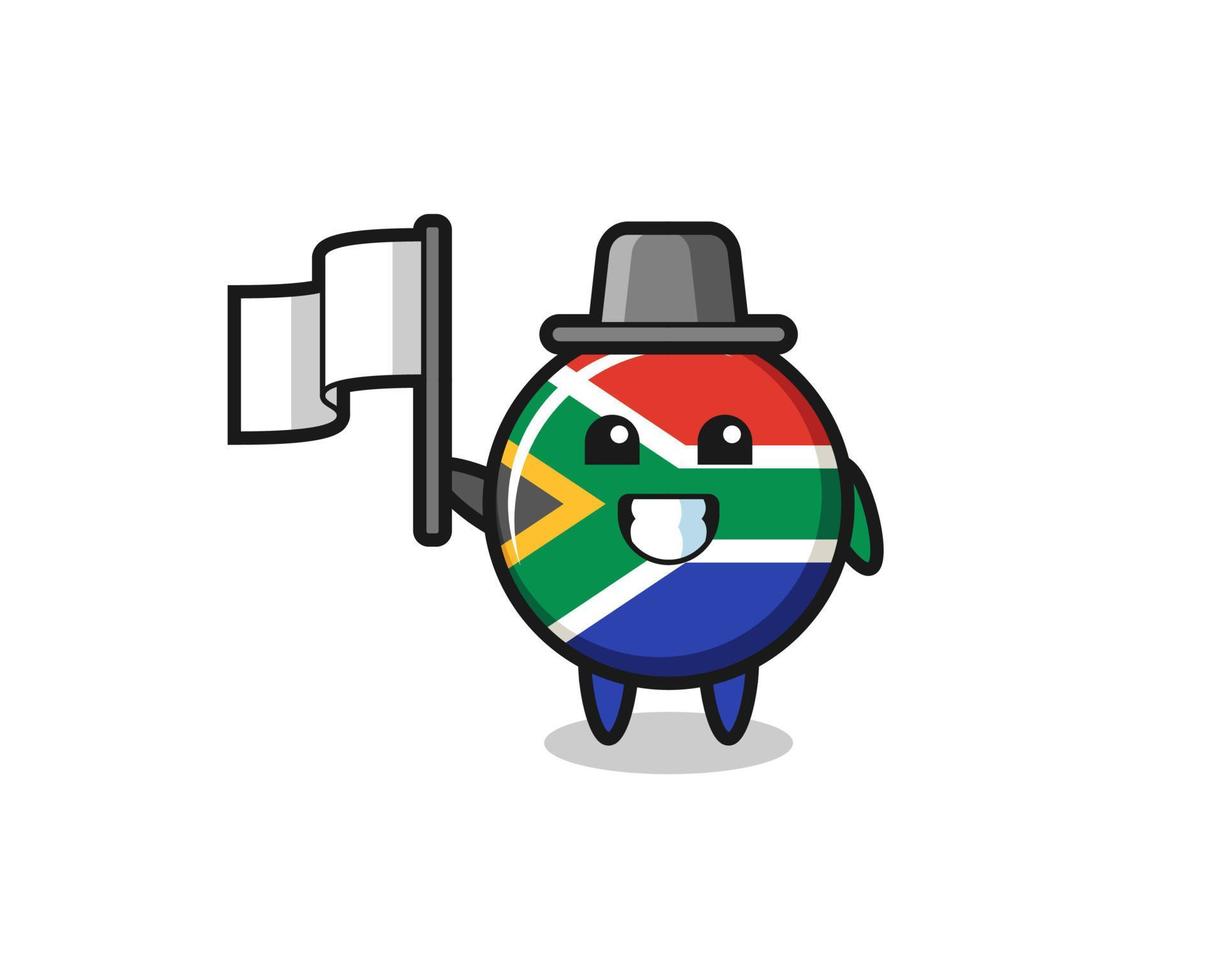 personagem de desenho animado da áfrica do sul segurando uma bandeira vetor