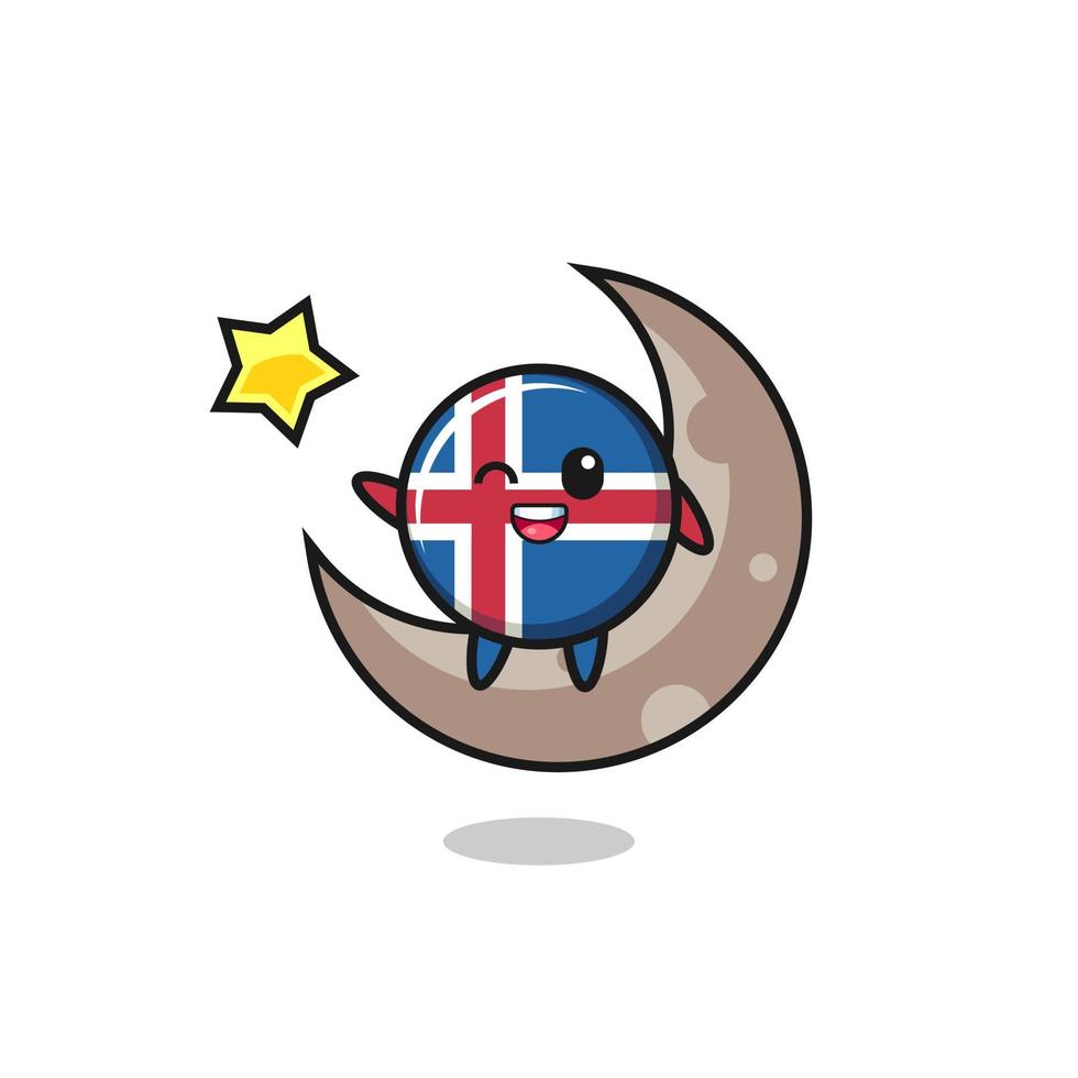 ilustração do desenho da bandeira da islândia sentado na meia lua vetor