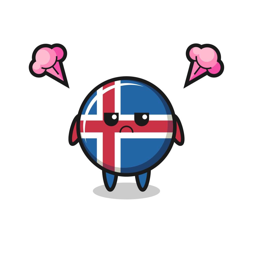 expressão irritada do personagem de desenho animado bonito da bandeira da islândia vetor