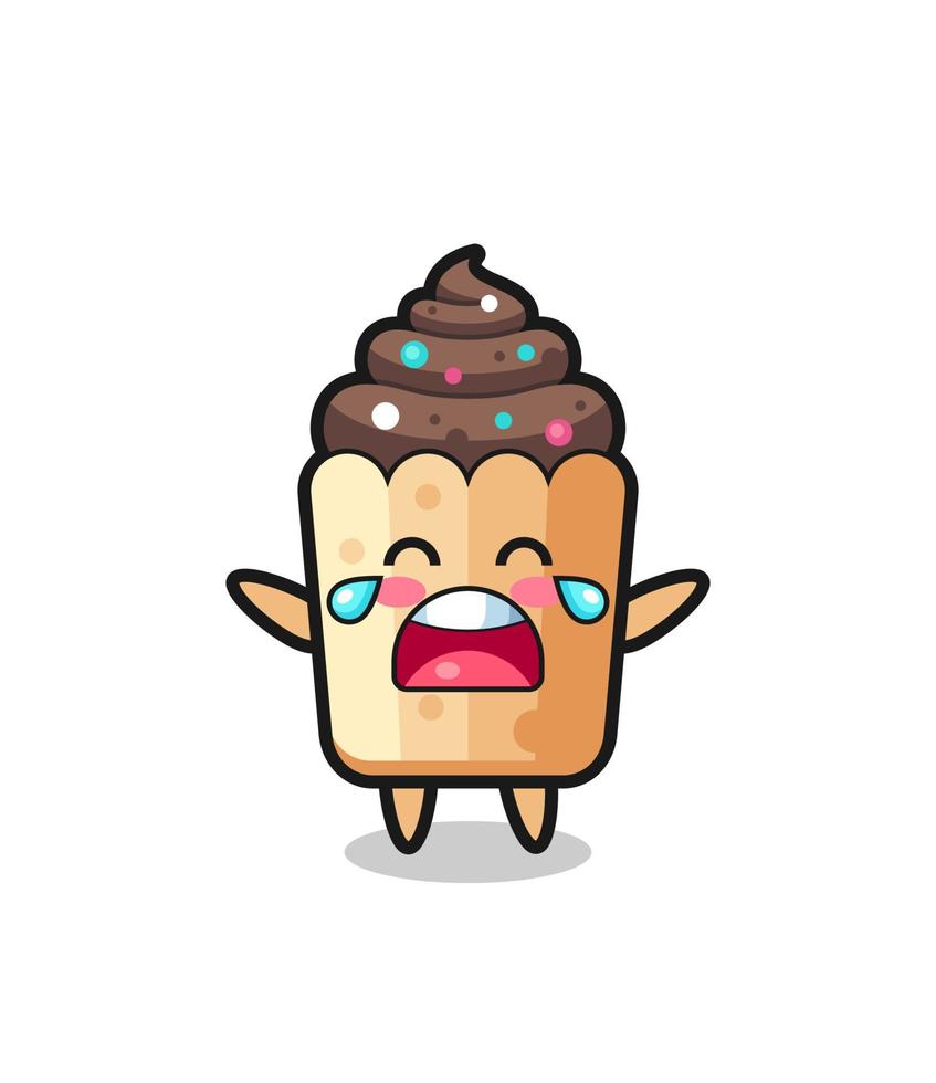 a ilustração do bebê fofo de cupcake chorando vetor