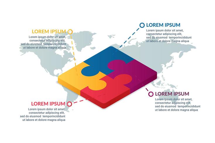 design de infográfico de negócios com fundo de mapa do mundo vetor