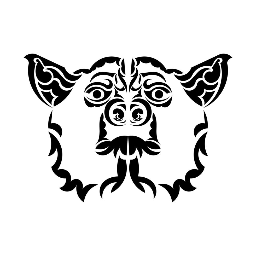 ilustração a preto e branco de um cão no estilo de tatuagem de polinésia. ilustração vetorial vetor