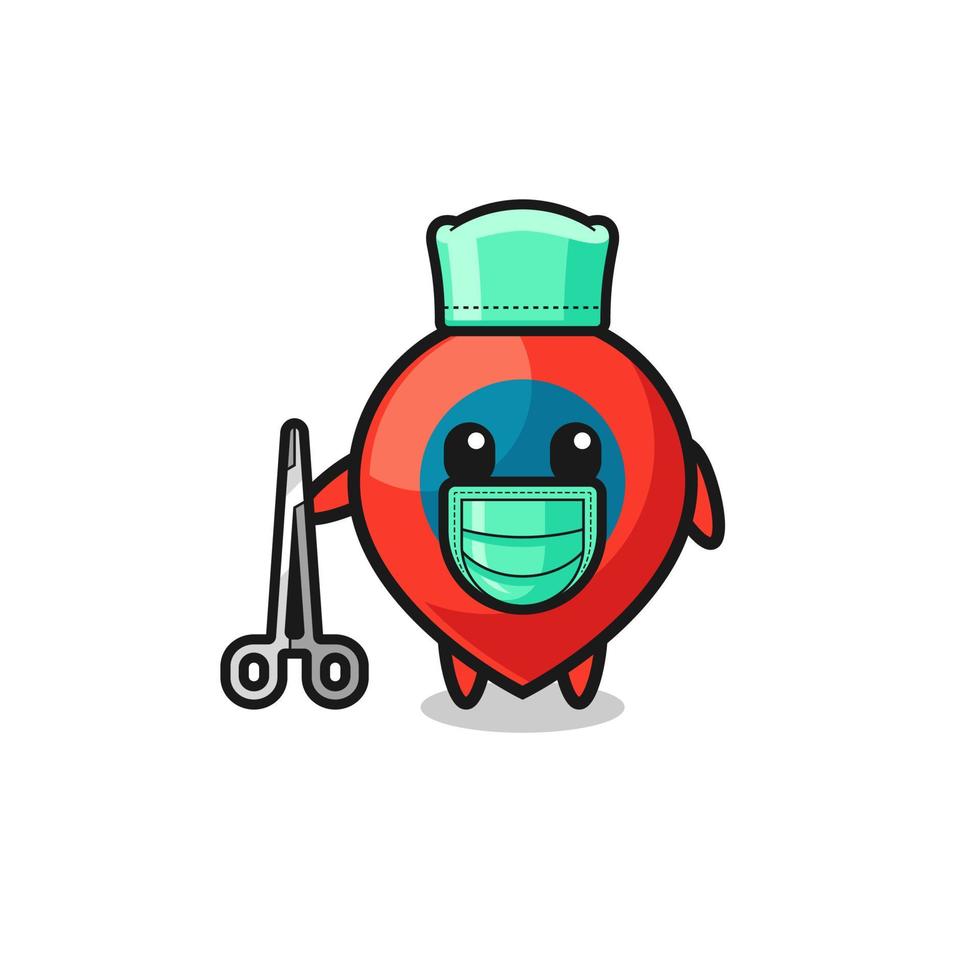 personagem de mascote de símbolo de localização do cirurgião vetor