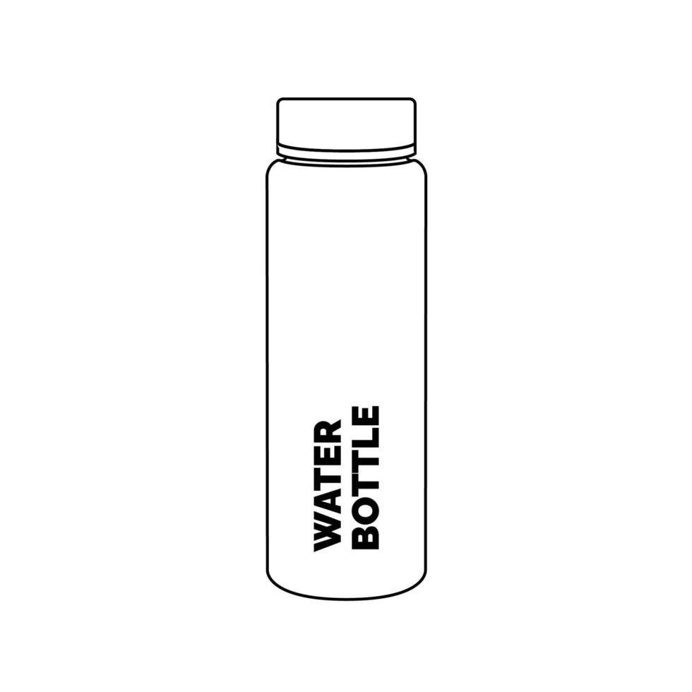 ilustração de ícone de contorno de garrafa de água em fundo branco isolado adequado para recipiente de água, garrafa térmica, ícone de bebida esportiva vetor