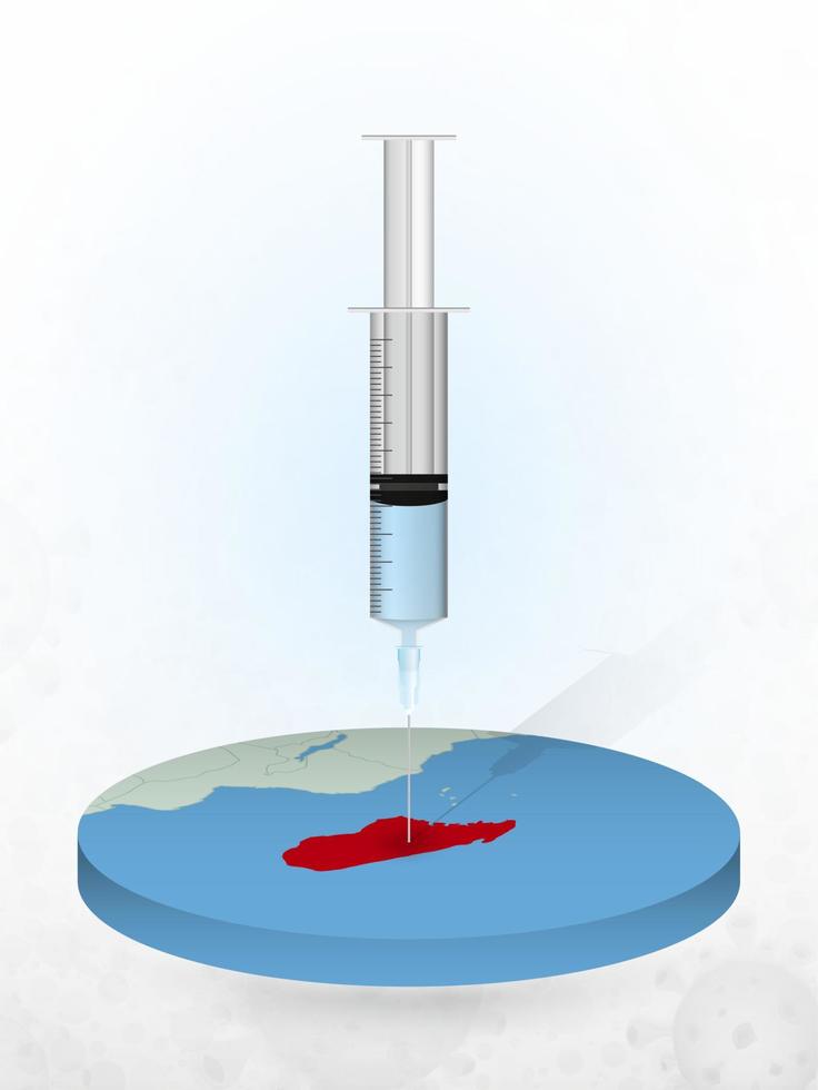 vacinação de madagascar, injeção de uma seringa em um mapa de madagascar. vetor
