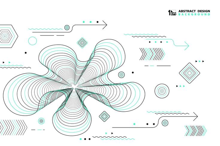 Padrão geométrico abstrato retrô linhas preto e verde vetor