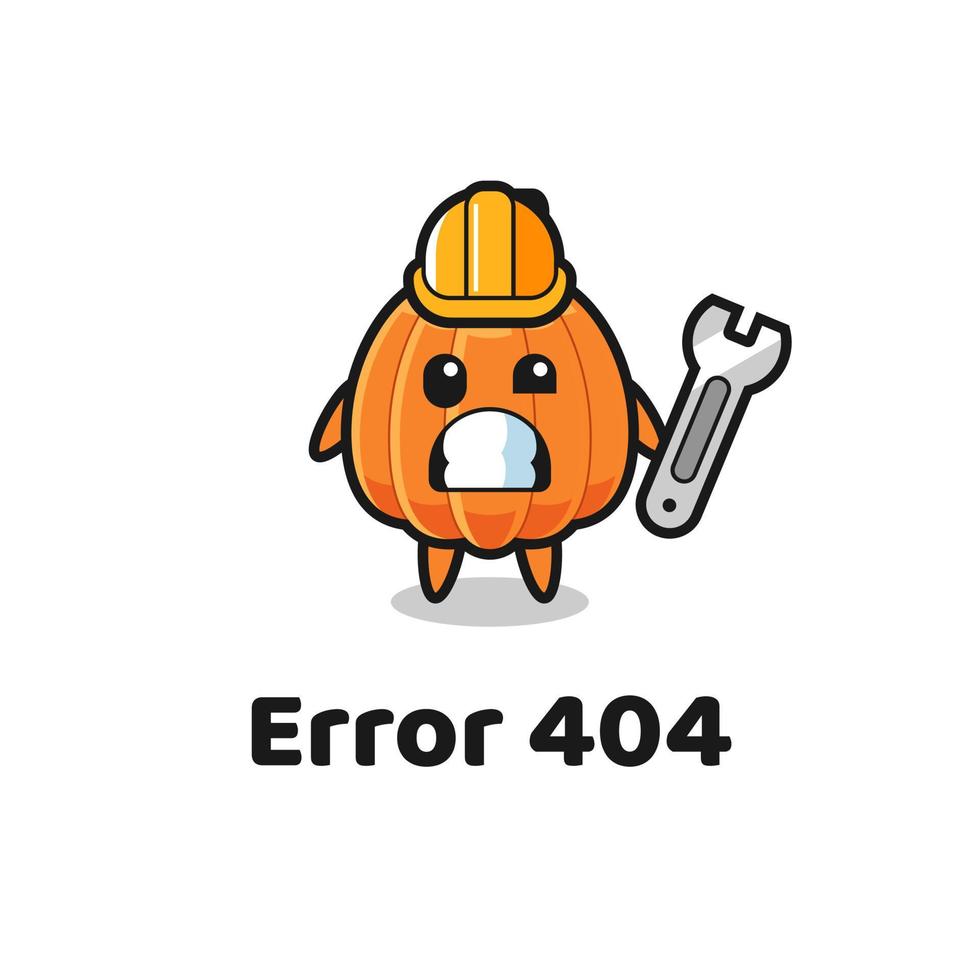 erro 404 com o mascote de abóbora fofo vetor