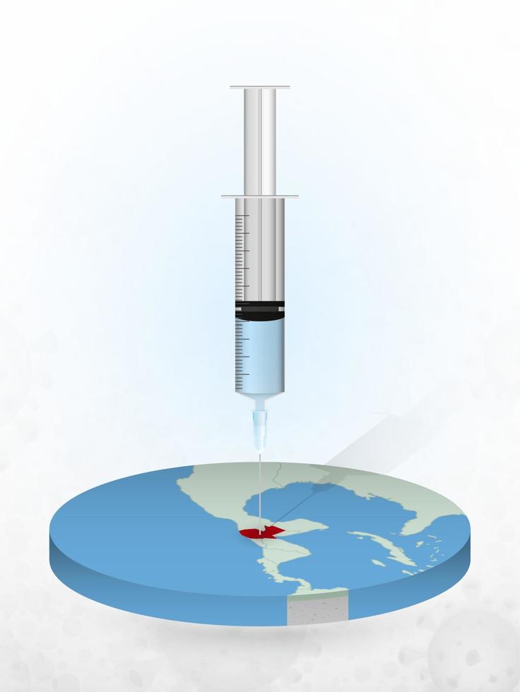 vacinação da guatemala, injeção de uma seringa em um mapa da guatemala. vetor