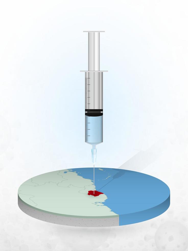 vacinação do suriname, injeção de uma seringa em um mapa do suriname. vetor