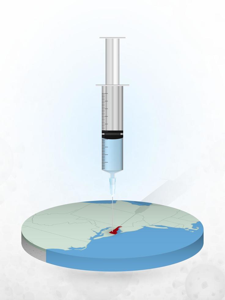 vacinação de delaware, injeção de uma seringa em um mapa de delaware. vetor